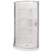 MAAX Charlotte 76-in H x 34-in W x 37.6-in L White Acrylic 4-Shelf Low Threshold Corner Shower Kit - Clear Glass