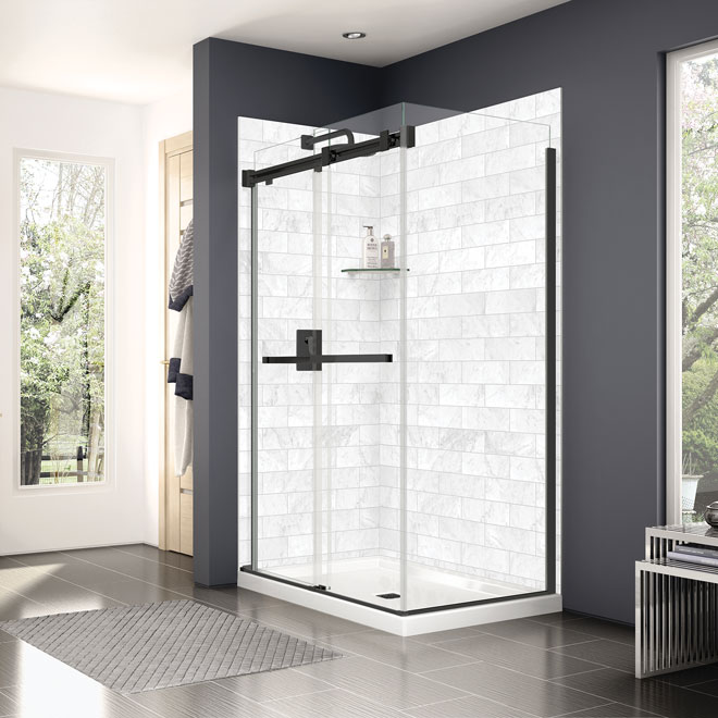 MAAX Utile 32-in x 80-in White Composite Side Panel Shower Wall