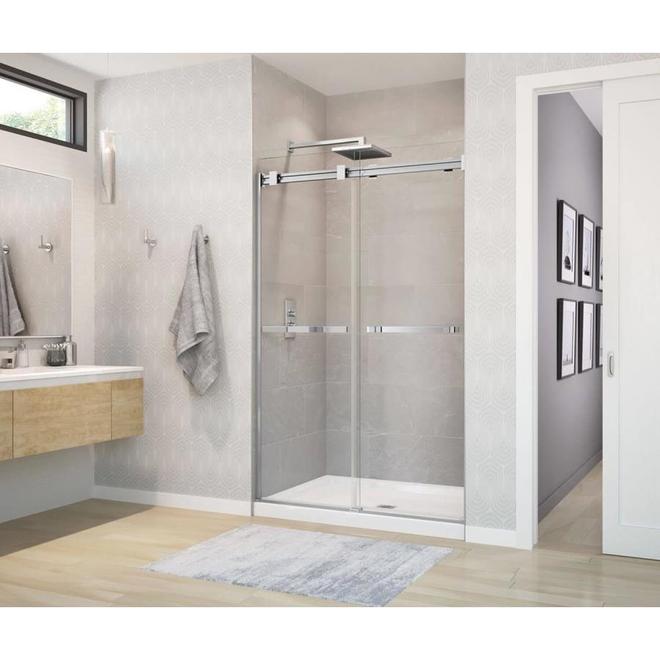MAAX Duel Frameless Tempered Clear Glass Shower Sliding Door with Lotus Water-Repellent Coating
