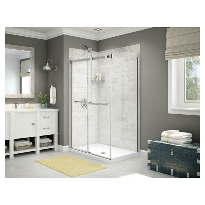 MAAX Duel Frameless Tempered Clear Glass Shower Sliding Door with Lotus Water-Repellent Coating