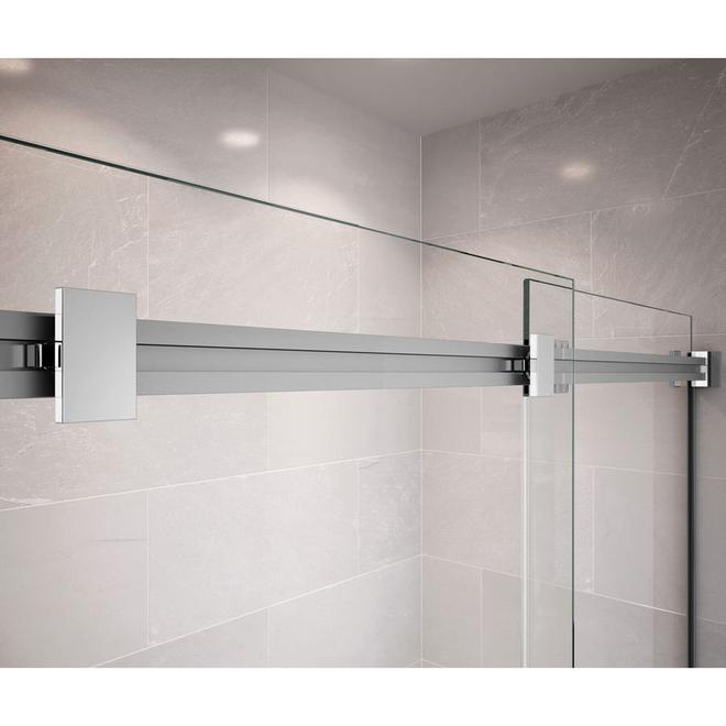 Maax Duel Sliding Bathtub Door - 56-59-in x 55 1/2-in - Clear Glass - Chrome Finish