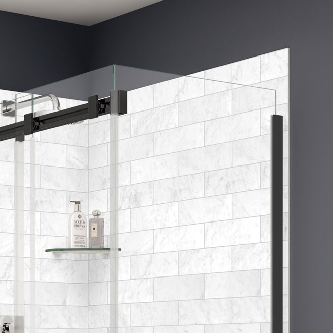 MAAX Duel Frameless Tempered Glass Shower Return Panel with Water-Repellent Lotus Coating