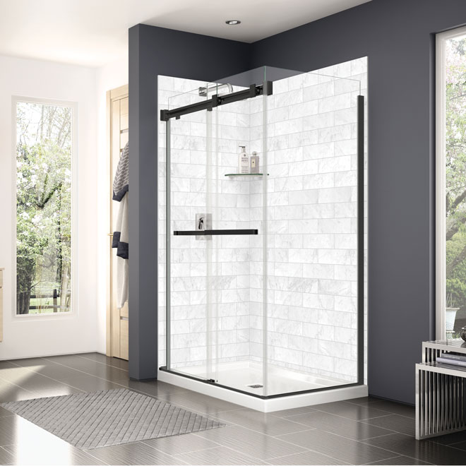 MAAX Duel Frameless Tempered Glass Shower Return Panel with Water-Repellent Lotus Coating