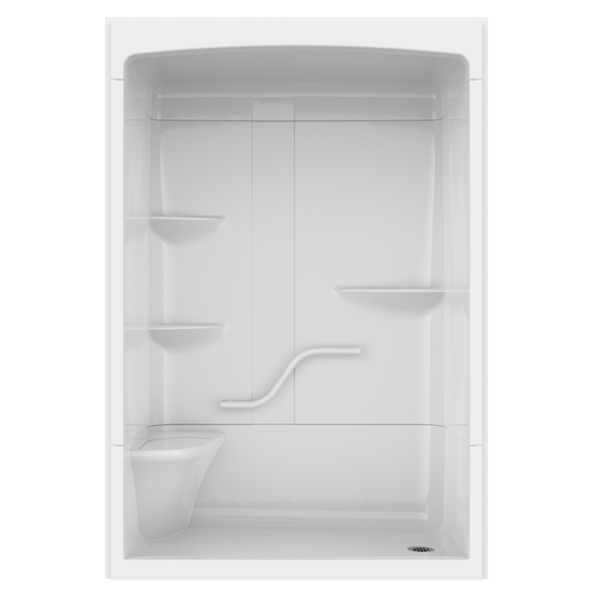 Image of Maax | Camelia Acrylic Shower With Leftside Seat And Grab Bar - 60-In X 34-In X 88-In - White | Rona