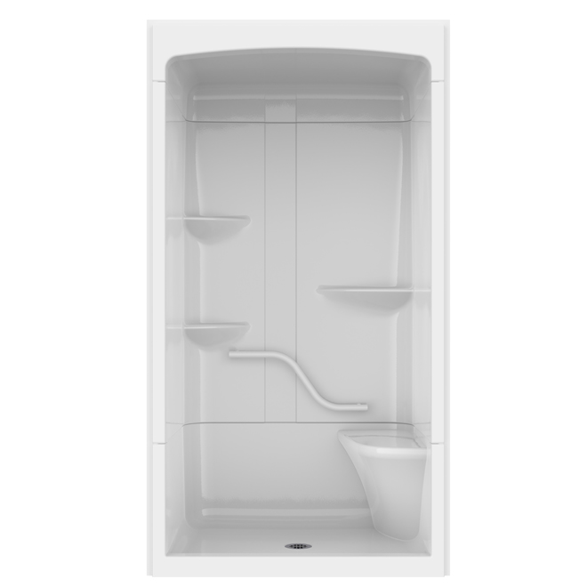 Image of Maax | Camelia Acrylic Shower With Rightside Seat And Grab Bar - 48-In X 34-In X 88-In - White | Rona
