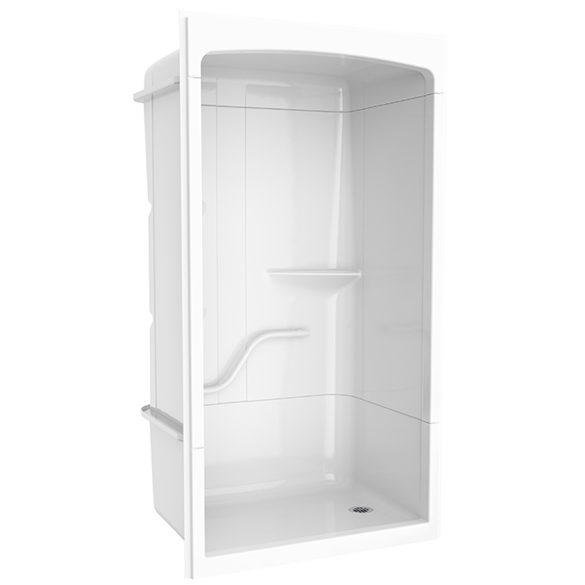 MAAX Camelia Acrylic Shower with Rightside Seat and Grab Bar - 48-in x 34-in x 88-in - White