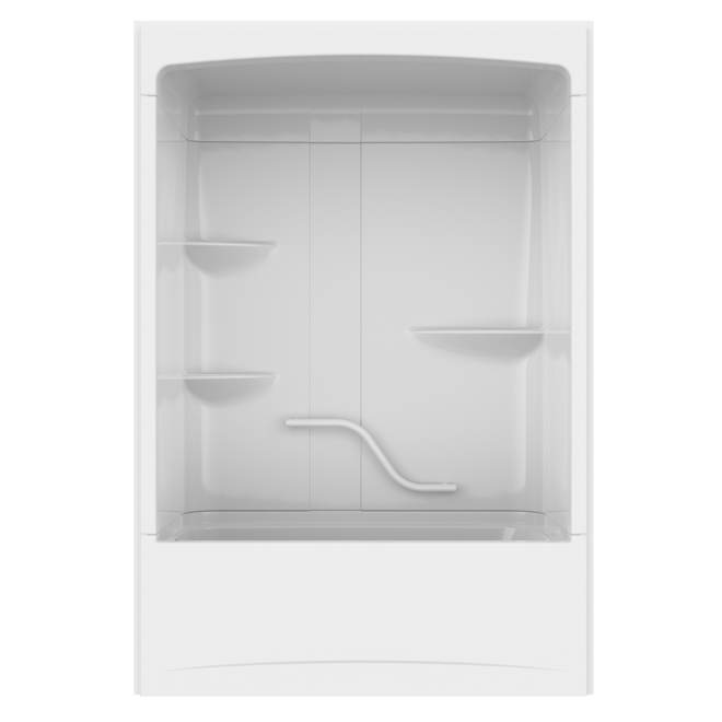 Bain-douche Camélia MAAX avec barre d'appui, drain à gauche, 60 po x 32 po x 88 po, blanc