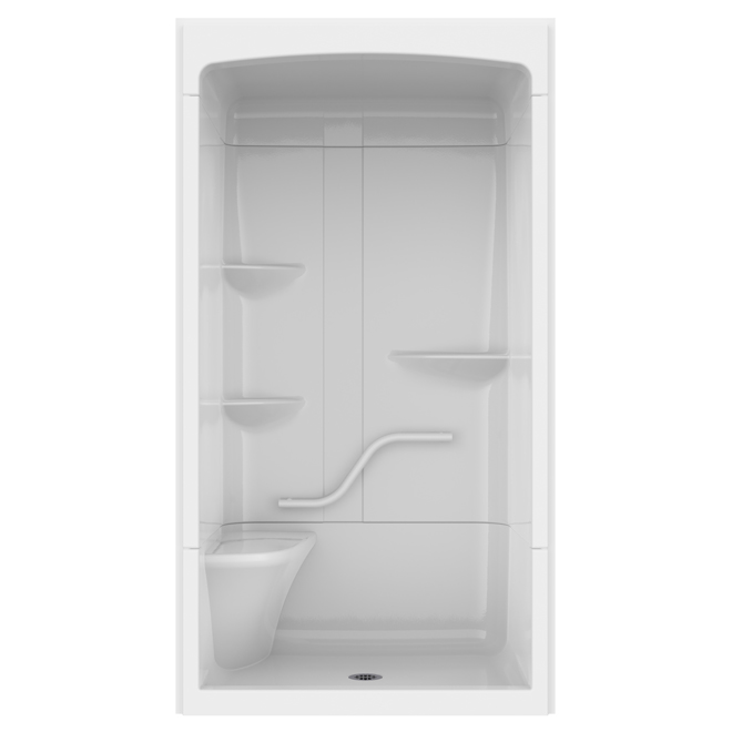 Image of Maax | Camelia Acrylic Shower With Integrated Seat And Shelves - 48-In X 34-In X 88-In - White | Rona