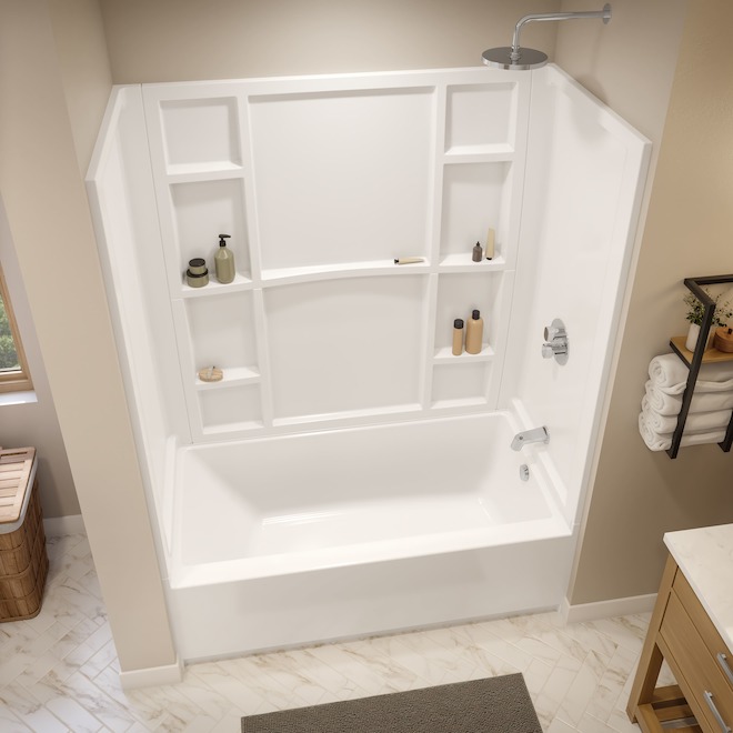 MAAX Interflo Tub Shower Wall Kit in Acrylic 60 x 30 x 60-in - White