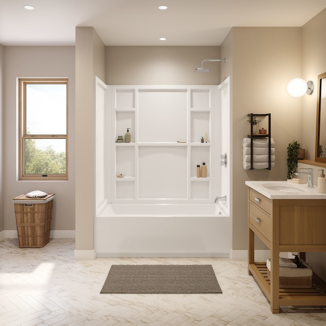 MAAX Interflo Tub Shower Wall Kit in Acrylic 60 x 30 x 60-in - White