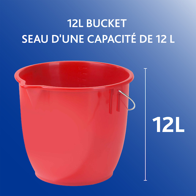 Vileda Graduated Round Bucket with Spout - Plastic Resin - Red - 12-L