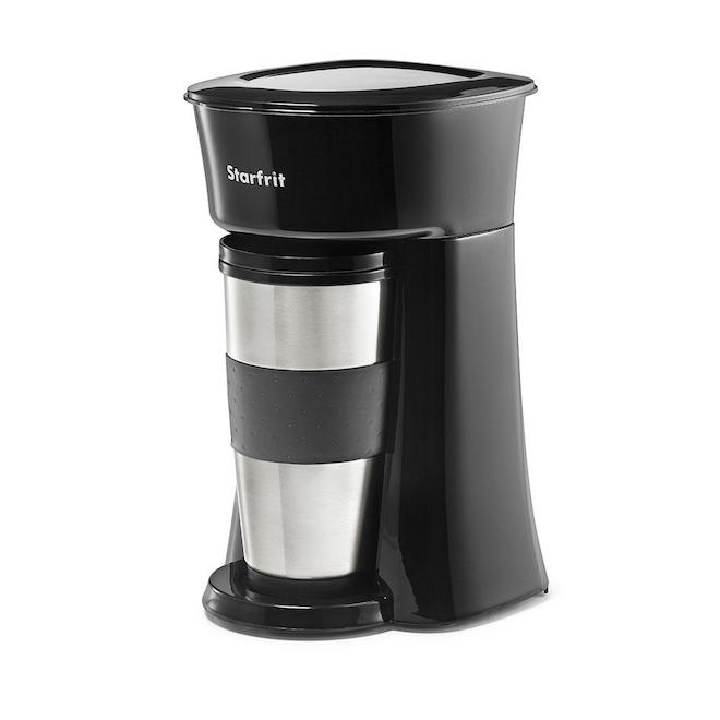 Starfrit Single-Serve Coffemaker 0.38 l with Stainless Steel Travel Mug - Black