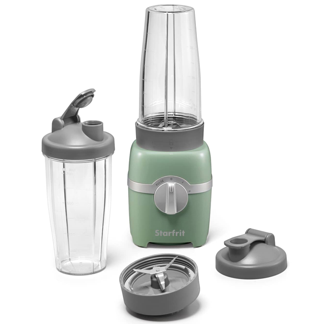 Starfrit Personal Blender with 28-oz Cups and Lids - Sage