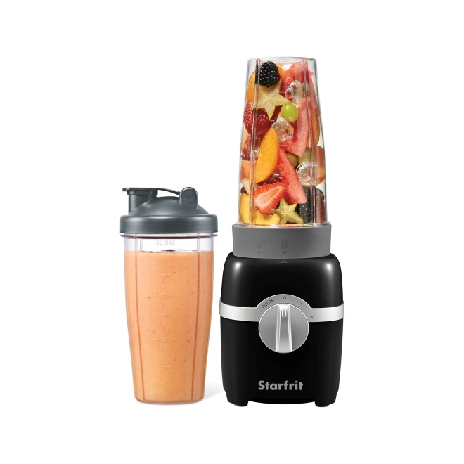 Starfrit Personal Blender with 28-oz Cups and Lids - Black
