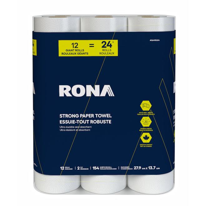 RONA Premium Robust Paper Towels - Pack of 12 Double Rolls