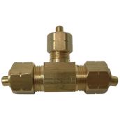 T-Fitting - Brass - 3/8" x 3/8" x 1/4" - Tube