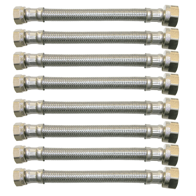 Watts 8-Pack 3/8-in Compression 20-in Stainless Steel Faucet Supply Lines