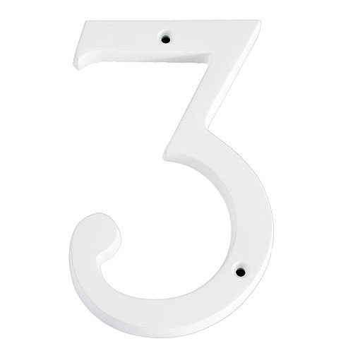 Chiffre 3 classique Taymor, 6 po, aluminium, blanc