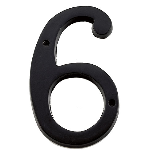 Chiffre 6 classique Taymor, 6 po, aluminium, noir