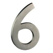 Chiffre 6 moderne Taymor, 4 po, laiton massif, nickel satiné