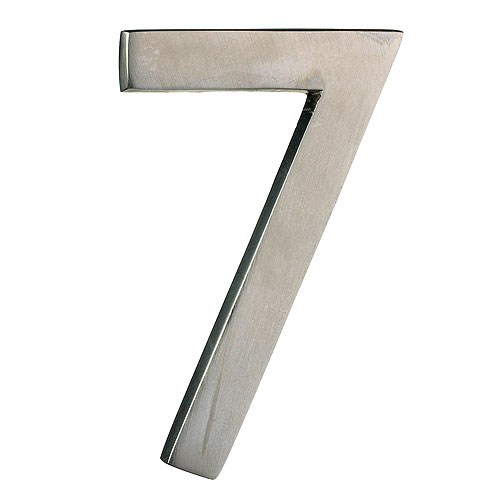 Chiffre 7 moderne Taymor, 4 po, laiton massif, nickel satiné