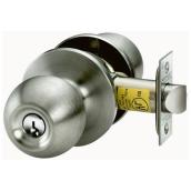 Taymor Oxford Entry Locking Ball Door Knob - Satin Stainless Steel - Adjustable Latch - Reversible