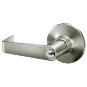 Taymor Windsor Privacy Tubular Lever Set with Inside Turn-In Button - Satin Stainless Steel - Solid Brass