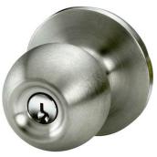 Taymor Oxford Privacy Ball Knob  with Inside Turn-In Button - Satin Stainless Steel - Solid Brass