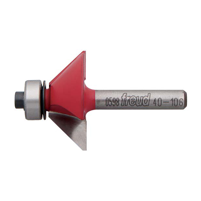 Freud Chamfer Router Bit - 1 3/4-in dia x 2 3/16-in L - 45° Angle - 1/4-in Round Shank - 5/8-in Carbide Height