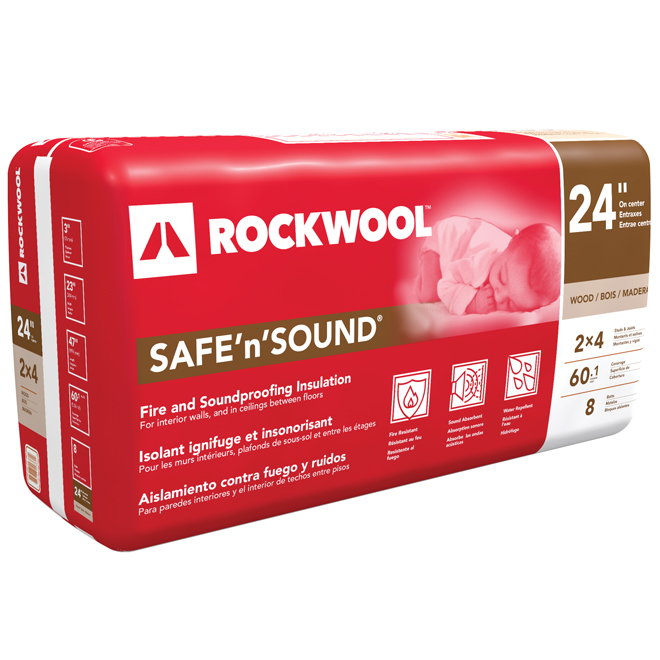 Isolant Safe'n'Sound par Rockwool jusqu'à 60,1  pi², 8/pqt