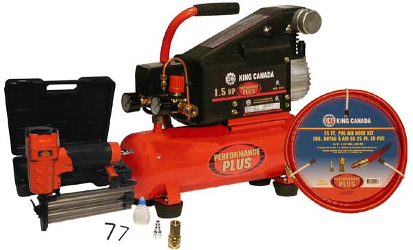 King Air Compressor with Finishing Nailer - 2-gal. - 115 psi - 1.5 HP