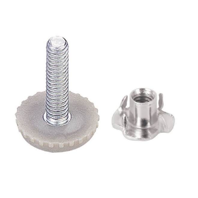 Leveler with Nut - 1 1/8" x 1/4" - White - 2/Pack