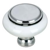 Richelieu Classic Metal and Ceramic Cabinet Knobs - 1 1/4-in Dia - Chrome