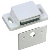 Richelieu Double Magnetic Latches - Metal - White - 1 39/64-in W x 33/64-in H x 3/4-in D