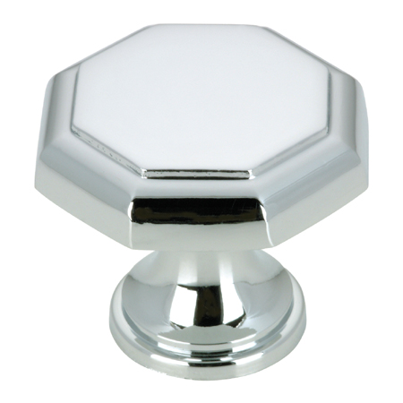 Richelieu Classic Cabinet Metal Knob - 1 3/16-in Dia - Chrome - Octangular