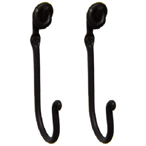 Richelieu Classic Hooks - 5 5/16-in H x 29/32-in W - Matte Black - Forged Iron - 2 units