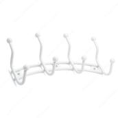 Richelieu Utility Hook Rack - Metal - White - 5 15/32-in H x 2 53/64-in D x 12 37/64-in W