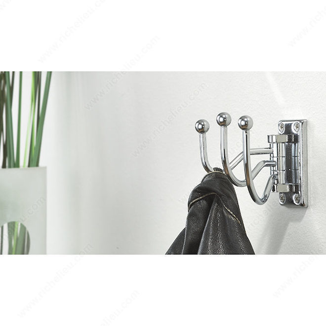 Richelieu Utility Swivel Hook - Chrome Finish - Steel - 3 Arms - 1 45/64-in W x 3 1/32-in H