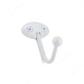 Richelieu Utility Single Hook - Metal - White - 2 31/64-in H x 1 13/16-in D x 1 37/64-in W