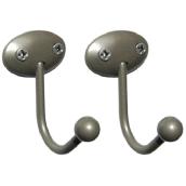 Richelieu Single Utility Hook - Metal - Matte Nickel - 2 Per Pack - 2 15/32-in H x 1 9/16-in W x 1 13/16-in Projection