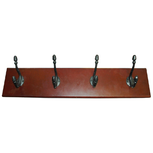 Richelieu Classic Hook Rack - Matte Black - Cherry Board - 23 55/64-in W x 4 61/64-in H x 3 55/64-in D