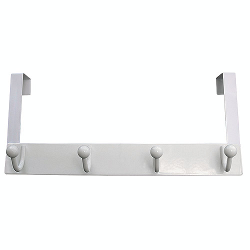 Richelieu Over-the-Door Utility 4-Hook Rack - Metal - White - 7 15/16-in H x 12 1/2-in W x 2 9/32-in Projection
