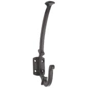 Richelieu Rustic-Style Coat Hook - 160 mm x 75 mm - Matte Black - Forged Iron