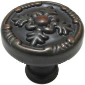 Richelieu Traditional Cabinet Knob - 1 1/4-in Dia - Brushed Oil-Rubbed Bronze - Mushroom