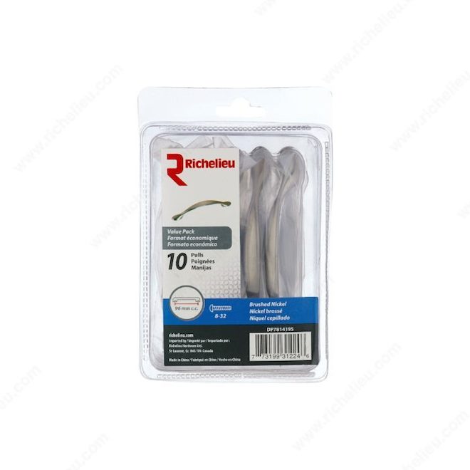 Richelieu Nickel Arch Pull - 15/32-in W x 4 32/32-in L x 15/16-in Projection - 10 Per Pack