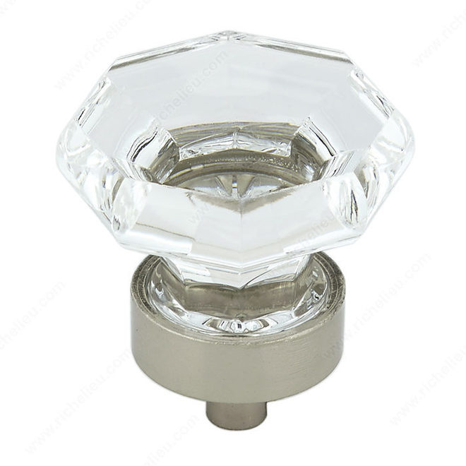 Richelieu Eclectic Metal and Acrylic Knob - 32-mm - Brushed Nickel