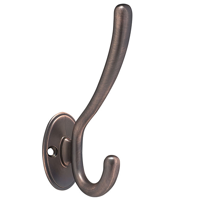 Richelieu Transitional Double Hook - 5 1/64-in H x 1 11/32-in W - Brushed Oil-Rubbed Bronze - Metal