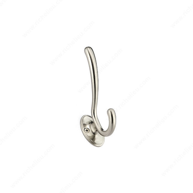 Richelieu Transitional Double Hook - 5 1/64-in H x 1 11/32-in W - Brushed Nickel - Metal