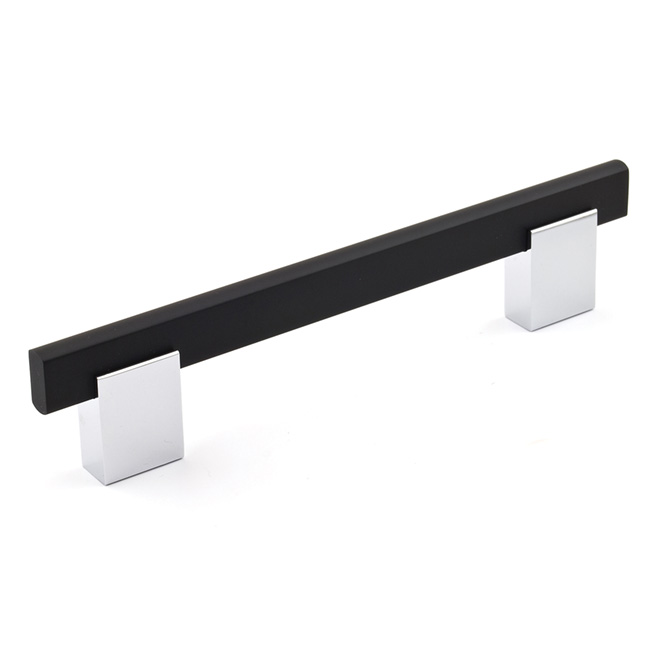 Richelieu Aluminum Rectangle Pull - Contemporary - Black Matte - 7/16-in x 6 5/16-in L x 1 11/32-in Projection