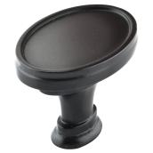 Richelieu Transitional Cabinet Knob - 1 1/2-in Dia Black Matte - Oval